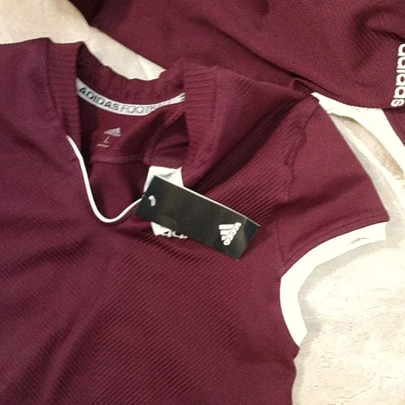 SALE Adidas Football Primeknit Jersey Short Sleeve Burgundy White Game Large - Picture 7 of 8